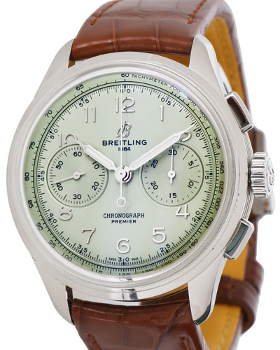 Breitling Premier B09 Chronograph 40MM Green Dial Leather Strap (AB0930D31L1P1)