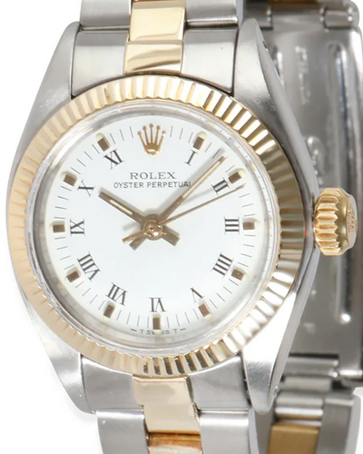 Rolex Oyster Perpetual 26MM White Dial Two-Tone Oyster Bracelet (6719)