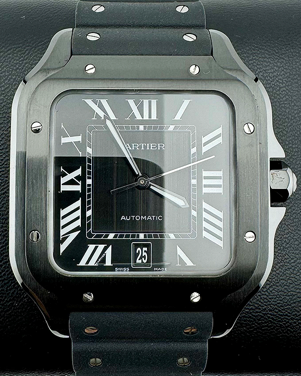 No Reserve - 2020 Cartier Santos De Cartier 39.8MM Black Dial Rubber Strap (WSSA0039)