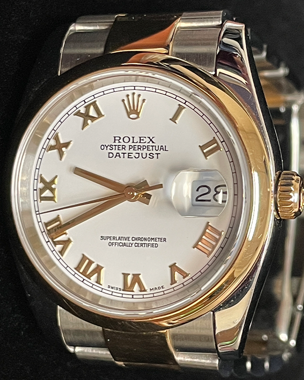 2004 (F Serial) Rolex Datejust 36MM White Dial Two-Tone Oyster Bracelet (116203)