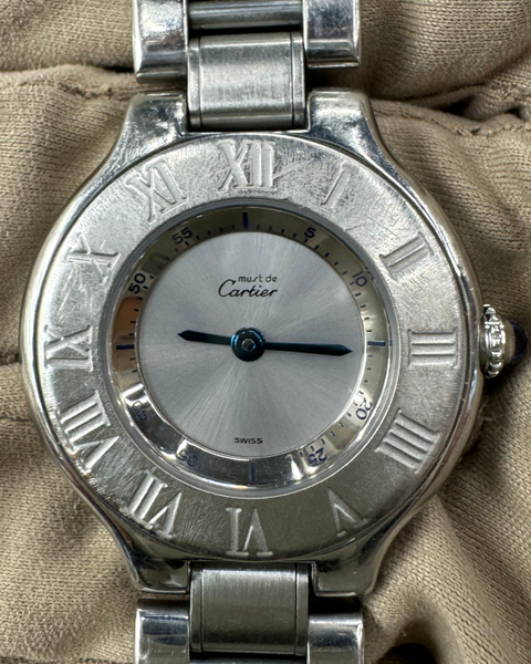 Cartier Must 21 Silver Dial SS Quartz Stainless Steel Watch Cartier 21 Must de Cartier 28mm Watch for $1,325 for sale  main image 4