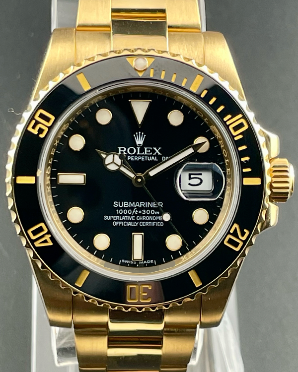 2010 Rolex Submariner Date 40MM Black Dial Yellow Gold Oyster Bracelet (116618LN)