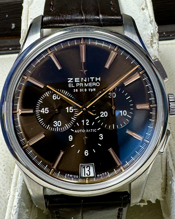 Zenith El Primero Captain Chronograph 42MM Brown Dial Leather Strap (03.2110.400/75.C498)