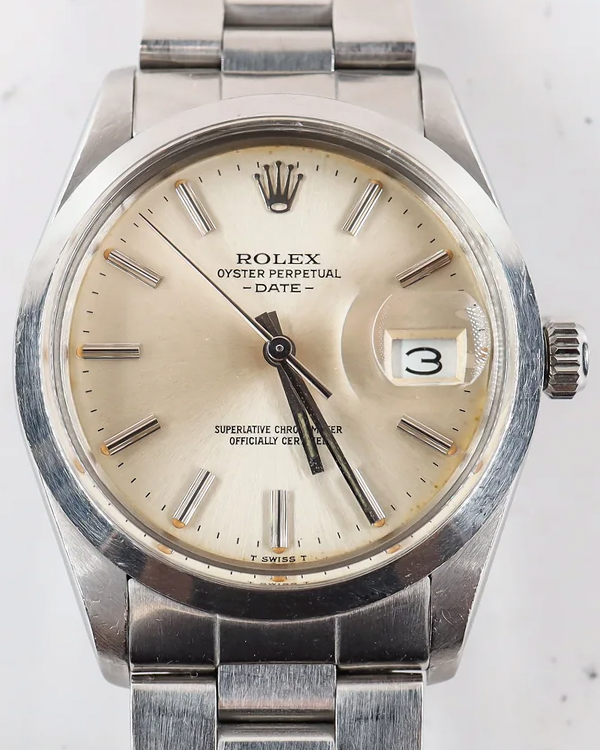 1982 (7.3 Mil Serial) Rolex Oyster Perpetual Date 34MM Silver Dial Oyster Bracelet (15000)