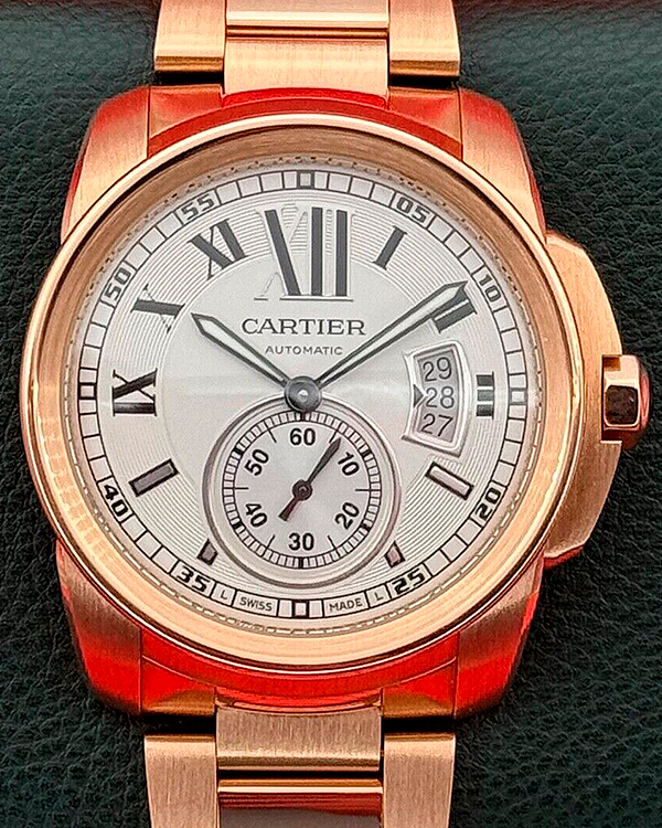 Cartier Calibre de Cartier 42MM Silver Dial Rose Gold Bracelet (W7100018)