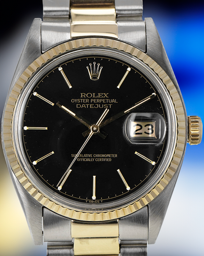 Rolex Datejust 36MM Black Dial Two-Tone Oyster Bracelet (16013)