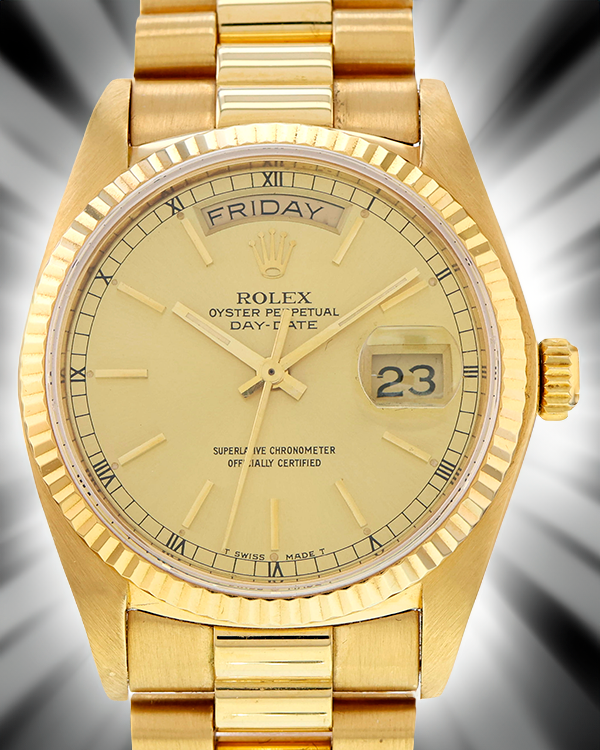 Rolex Day-Date 36MM Champagne Dial Yellow Gold President Bracelet (18078)