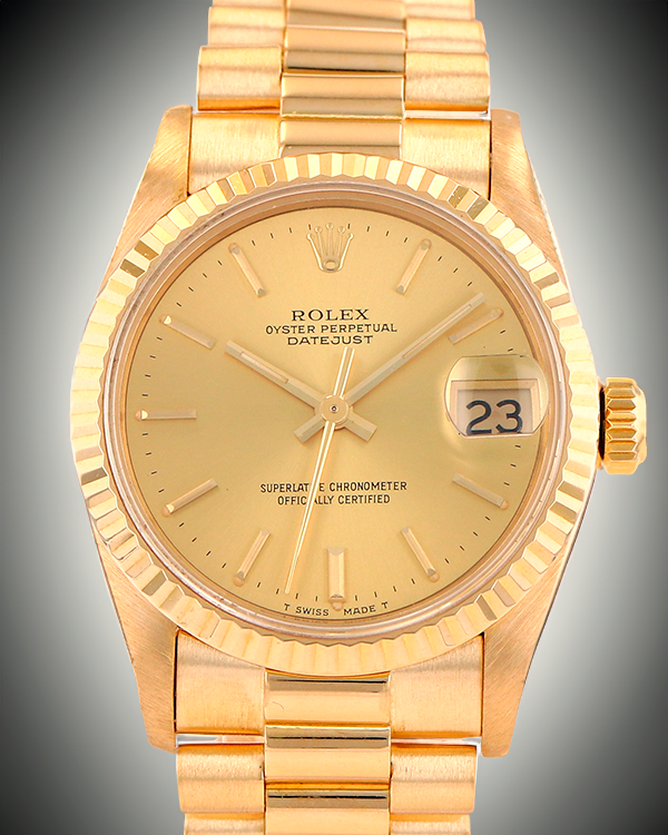 Rolex Datejust 31MM Champagne Dial Yellow Gold President Bracelet (68278)