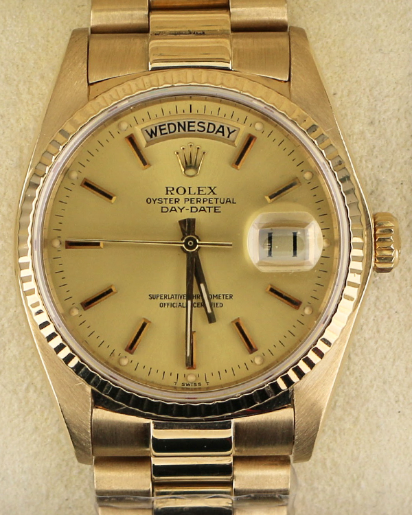 1981 (6.5 Mill Serial) Rolex Day-Date 36MM Champagne Dial Yellow Gold President Bracelet (18038)