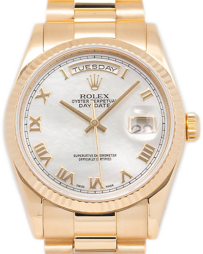 Rolex Day-Date "President" 36MM Mother of Pearl Dial Yellow Gold President Bracelet (118238)