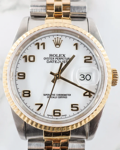 1990 (E Serial) Rolex Datejust 36MM White Dial Two-tone Jubilee Bracelet (16233)