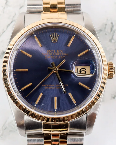 1989 (L Serial) Rolex Datejust 36MM Blue Dial Two-Tone Jubilee Bracelet (16233)