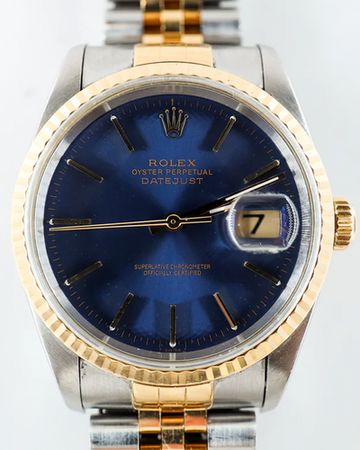 1977 (U Serial) Rolex Datejust 36MM Blue Dial Two-Tone Jubilee Bracelet (16233)