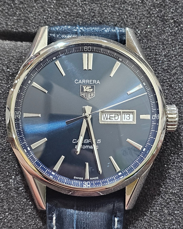 TAG Heuer Carrera Date-Day 41MM Blue Dial Leather Strap (WAR201E.FC6292 )