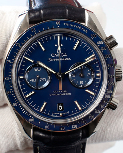 No Reserve - Omega Speedmaster Two Counters 44.25MM Blue Dial Leather Strap (311.93.44.51.03.001)