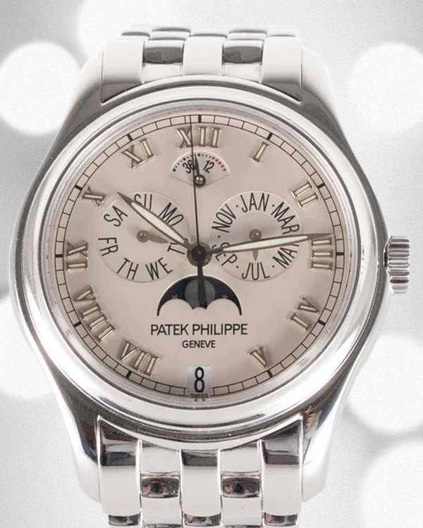 2003 Patek Philippe Annual Calendar Moonphase 37MM White Dial White Gold Bezel (5036/1G)