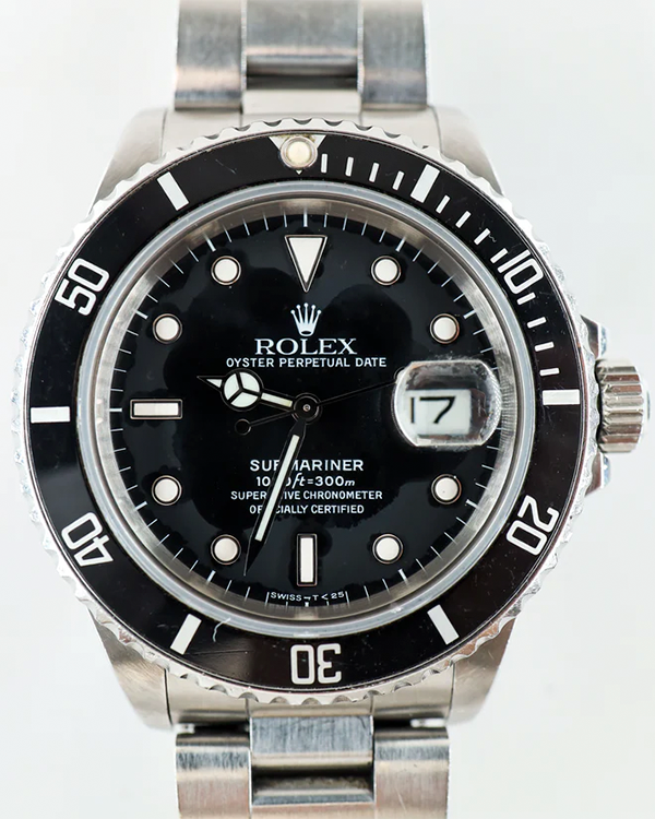 1988 (R Serial) Rolex Submariner Date "Triple Zero" 40MM Black Dial Oyster Bracelet (168000)