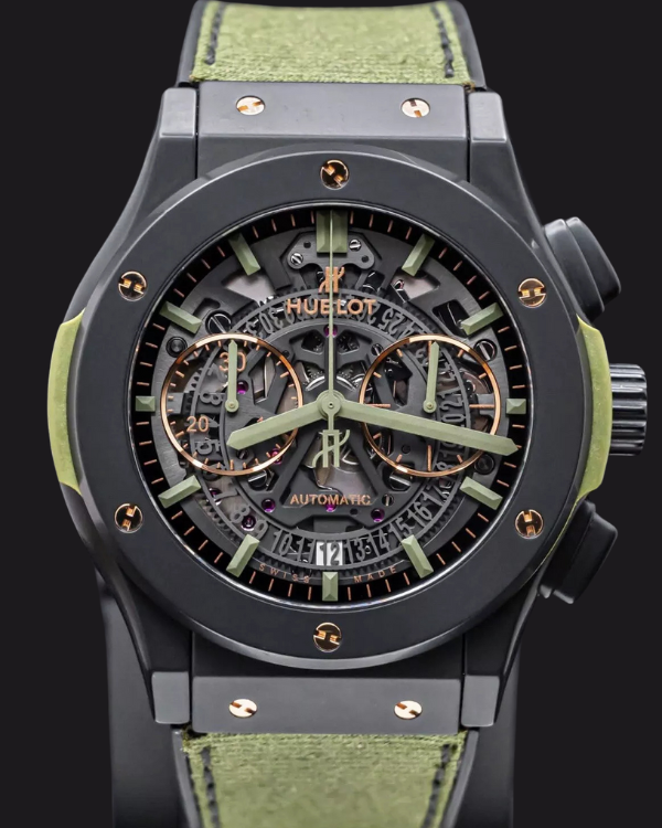 Rare Hublot Classic Fusion Aerofusion “Hope For The Warriors” L.E. 45MM Skeleton Dial Textile/Rubber Strap (525.CI.0180.NR.HOW15)