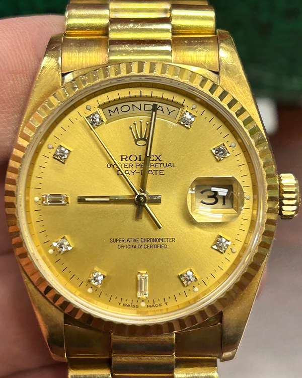 1990 (E Serial) Rolex Day-Date Vintage 36MM Champagne Dial Yellow Gold President Bracelet (18238)