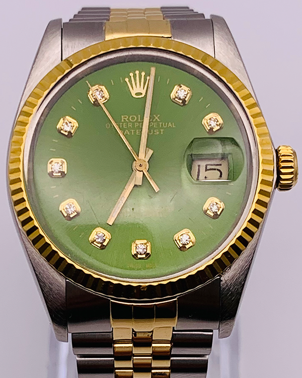 Rolex Datejust 36MM Aftermarket Green Dial Two-Tone Jubilee Bracelet (16013)