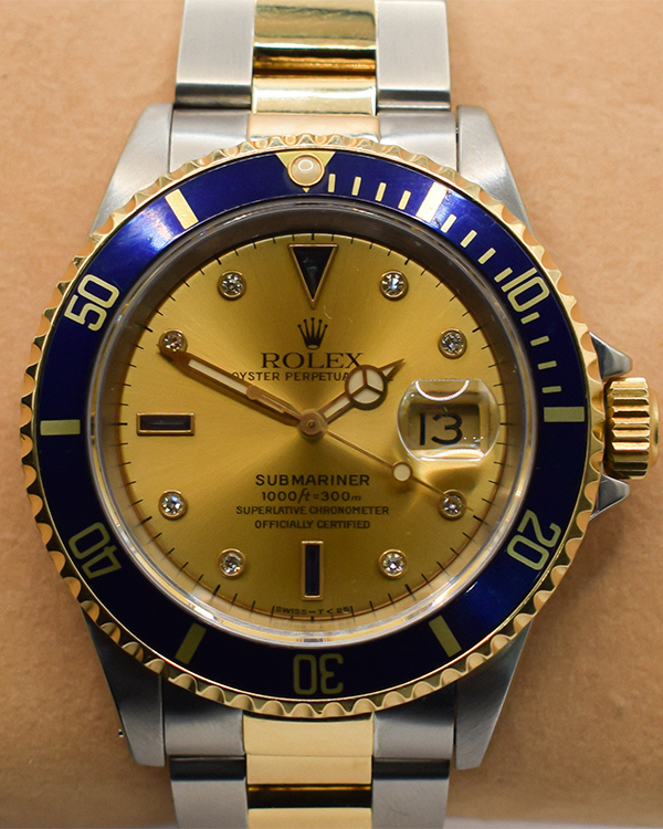 Rolex Submariner Date "Serti" 40MM Champagne Dial Two-Tone Bracelet (16613SG)