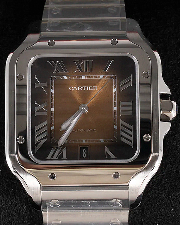 2024 Cartier Santos De Cartier 40MM Brown Dial Steel Bracelet (WSSA0064)