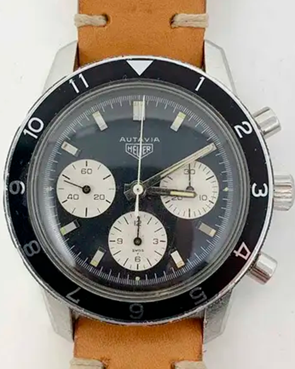 TAG Heuer Autavia Vintage 40MM Black Dial Leather Strap (2446)