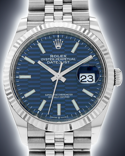 2022 Rolex Datejust 36MM Blue "Fluted Motif" Dial Jubilee Bracelet (126234)