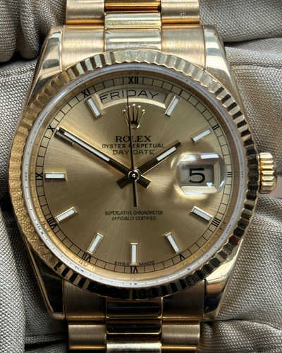 Rolex Day-Date "President" 36MM Champagne Dial Yellow Gold President Bracelet (118238)