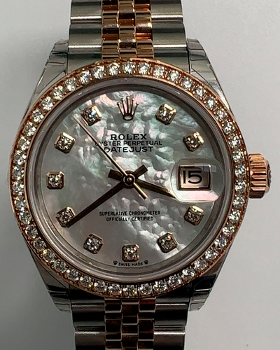 2022 Rolex Lady-Datejust 28MM Jubilee Steel/Rose Gold Bracelet Factory Diamonds Mother of Pearl Dial (279381RBR)