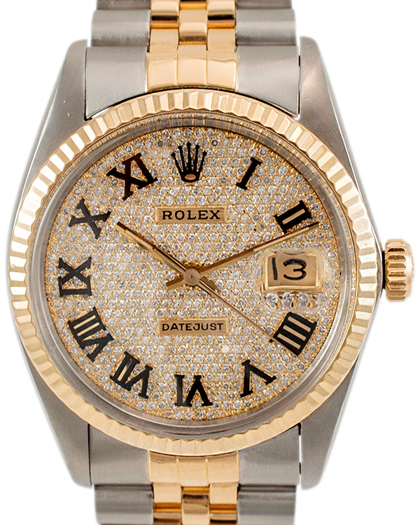 Rolex Datejust 36MM Aftermarket Iced Diamond Dial Two-Tone Jubilee Bracelet (16013)