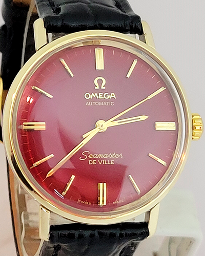 Omega Seamaster DeVille Vintage 34MM Red Dial Leather Strap (166.020)