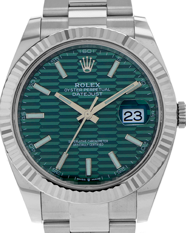 2022 Rolex Datejust 41MM Mint Green Fluted Motif Dial Oyster Bracelet (126334)