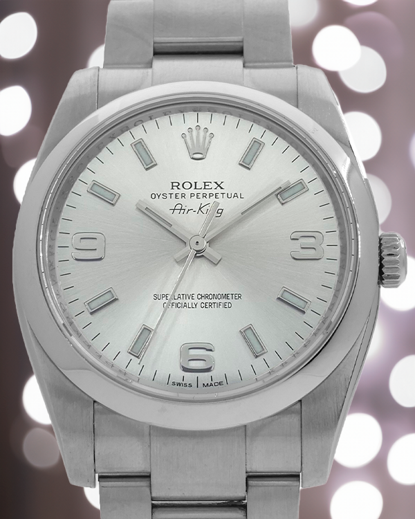 2011 Rolex Air-King 34MM Silver Dial Steel Bracelet (114200)