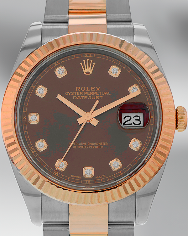 Rolex Datejust 41MM Diamond Chocolate Dial Two-Tone Steel/Rose Gold Bracelet (126331)