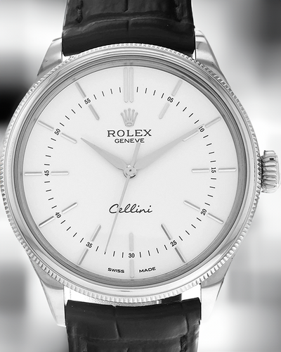 2019 Rolex Cellini Time 39MM White Dial Leather Strap  (50509)