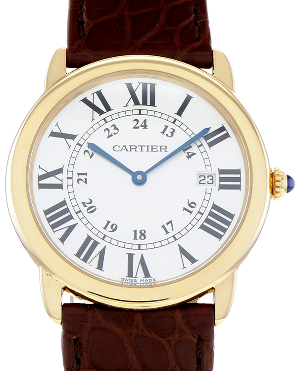 Cartier Ronde Solo De Cartier 36MM Quartz Silver Dial Aftermarket Leather Strap (2988)