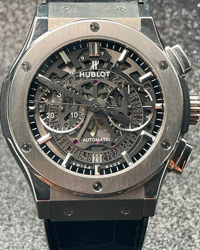 Hublot Classic Fusion Aerofusion 45MM Titanium Skeleton Dial Leather Strap (525.NX.0170.RX)