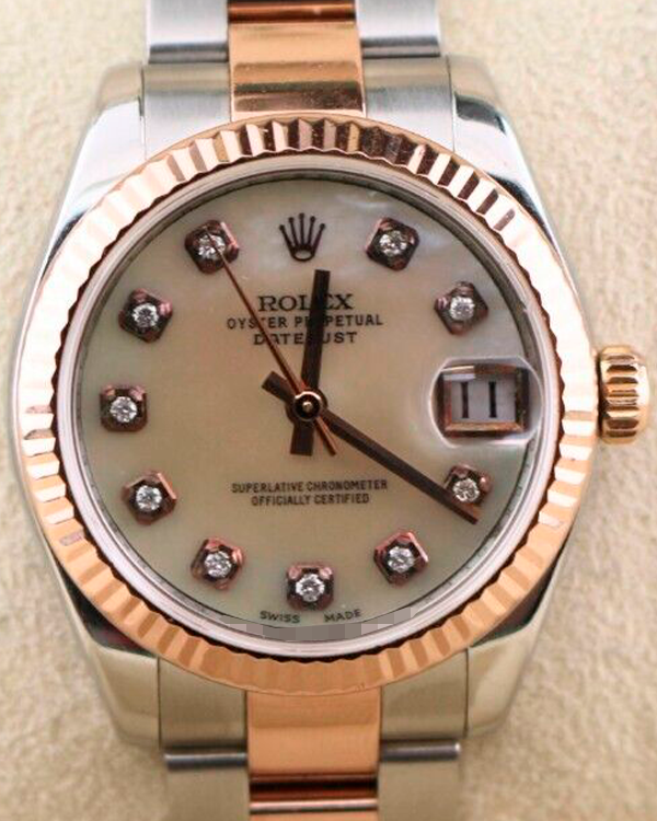 Rolex Datejust 31MM Aftermarket Mother of Pearl Dial Two-Tone Oyster Bracelet (178271)