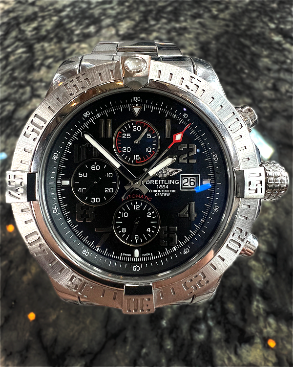 Breitling Super Avenger II 48MM Black Dial Steel Bracelet (A13371)