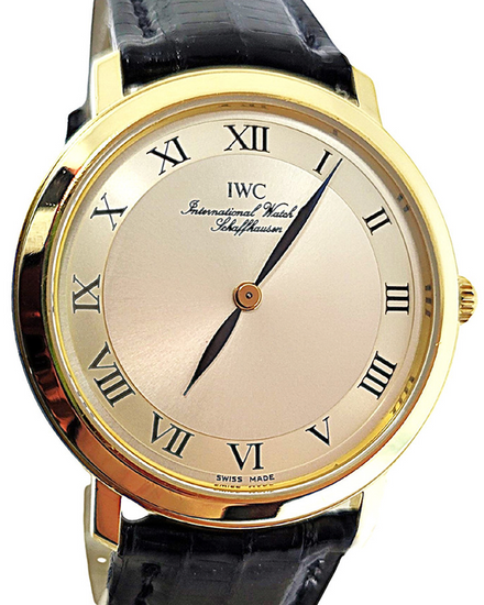 IWC Schaffhausen Portofino 18K Gold 34MM White Dial Aftermarket Leather Strap (2009)