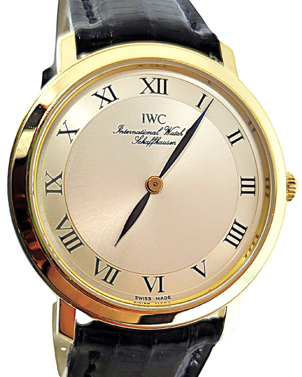 IWC Schaffhausen Portofino 18K Gold 34MM White Dial Aftermarket Leather Strap (2009)