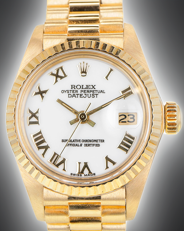 Rolex Lady-Datejust 26MM White Dial Yellow Gold President Bracelet (6917)