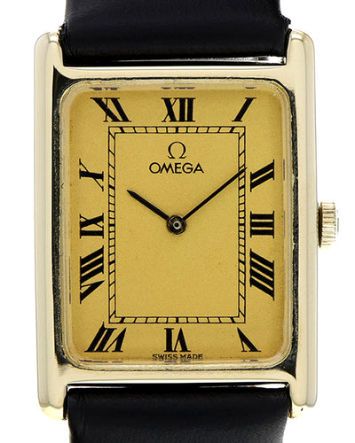 Omega Classic Vintage 18K 23.5x32.5MM Quartz Yellow Dial Aftermarket Leather Strap (DD9623)