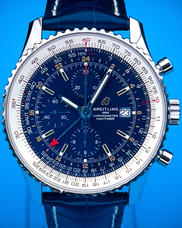 Breitling Navitimer World 46MM Blue Dial Leather Strap (A24322)