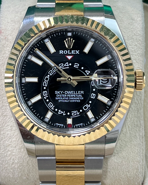 2022 Rolex Sky-Dweller 42MM Black Dial Two-Tone Oyster Bracelet (326933)