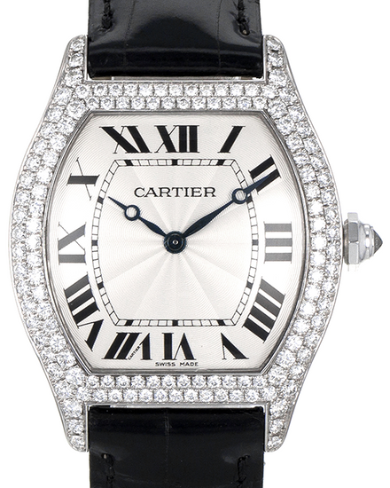 Cartier Tortue 43MM Silver Dial Leather Strap (WA503851)