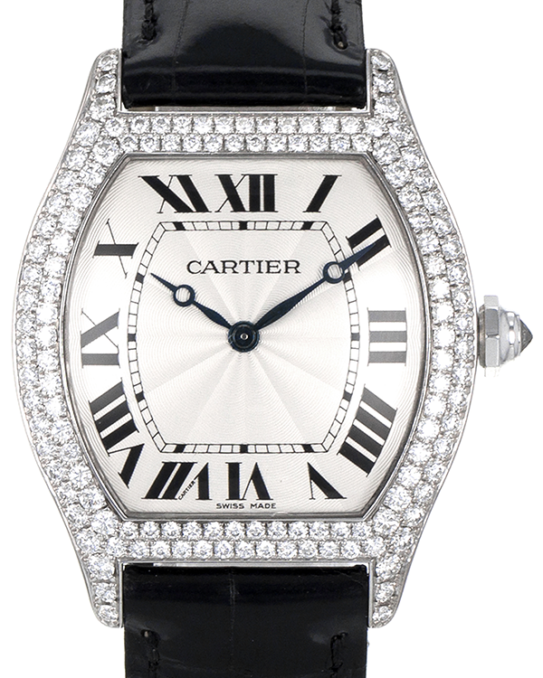 Cartier Tortue 43MM Silver Dial Leather Strap (WA503851)