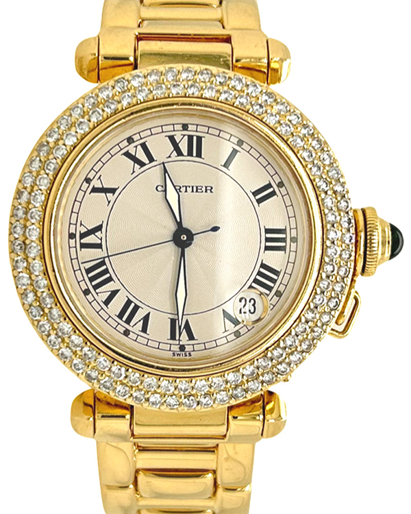 Cartier Pasha De Cartier 35MM Silver Dial Yellow Gold Bracelet (1035)