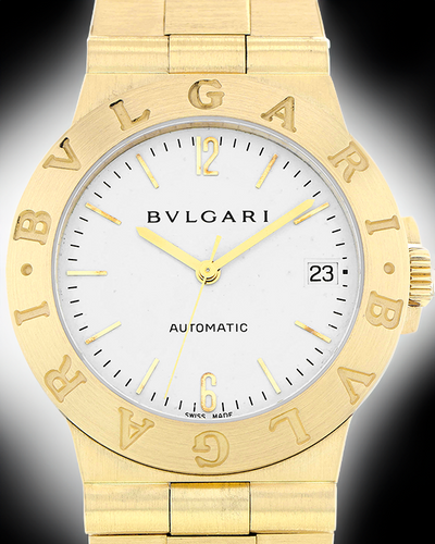 Bvlgari Diagono 35MM White Dial Yellow Gold Bracelet (LCV35G)